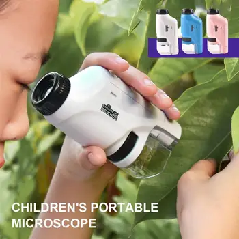 Ručné Mikroskop Lab Kit LED Svetlo 60X-120X Domov Školy Biologické Vedy Vzdelávacie Hračky Darček Pre Deti detský Študent