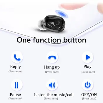 Super-mini bezdrôtová jedno slúchadlo skryté malé Bluetooth-5.0 3 hodín prehrávania hudby tlačidlo ovládací slúchadlá s nabíjanie box