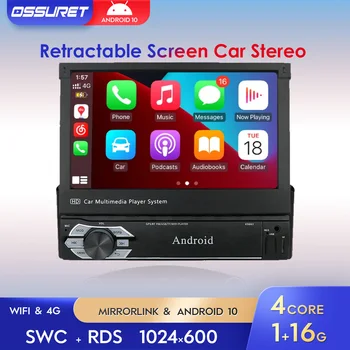 1 DIN Android 10 Auto Auto Rádio Multimediálny Prehrávač Univerzálny Navigáciu Nastaviteľný Displej Carplay 7