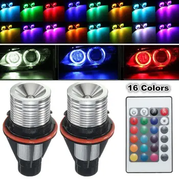 1 Pár RGB LED Multi-Farebné Angel Eyes Svetla, Žiarovka, Blesk, Auto Svetlometu 12V Diaľkové LED Žiarovky Pre BMW E39 E60 E61 E63 E64