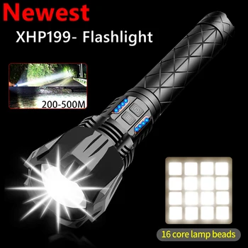 10000mAH Super Svetlé XHP199 LED Baterka Mechanické Zoom USB Nabíjateľné Vysoko Výkonný Horák, Nepremokavé 28650 Taktické Flash