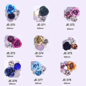 10pcs/veľa Japonský štýl Zliatiny Umenie Akryl Ruže, Kvety, Dekorácie Crystal 3D Nechty, kamienky Na Nechty Charms Dodávky 9*9 mm