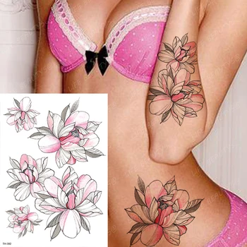 1Pc Móda Krása Ženy Black Rose Dočasné Tetovanie Kvet Nepremokavé Dievča Cool Body Art Rukáv Veľké Falošné Rameno Flash Nálepky