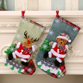 1PC Vianočné Pančuchy Santa Candy BagClaus Ponožka Darček Deti Candy Bag Vianoce Noel Dekorácie pre Domov Ozdoby na Vianočné stromčeky