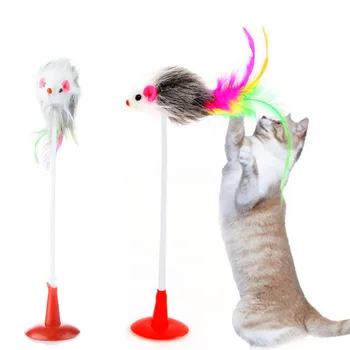 1Pcs Interaktívne Hry, Myši Tvar Mačky, Hračky Náhodné Farby, Vtipné Spodnej Bulík Pierko domáce zvieratá