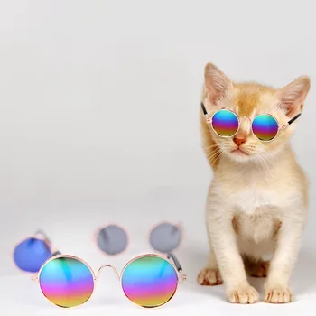 1Pcs Roztomilý Mini Pet Kovové Slnečné Okuliare Módne Zvieratá Osobnosti Zábavné pokrývku hlavy Tvorivé Mačka Vtip Príslušenstvo