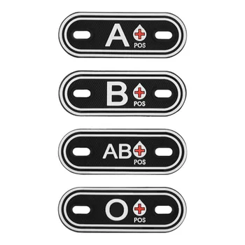 2 ks PVC Krvi Typ značky skupiny A+ B+ AB+ O+ Pozitívny Patch Odznaky A B AB O POS Taktické Patch pre Vak Obuvi Shoelace zips