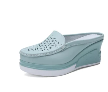 2020 Horúcich Letných Ženy Platformu Papuče Kvetinový vzor Bytov Priedušná Kožené členkové Topánky Slip-on pohodlné Sestier topánky