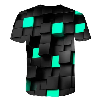 2020 Hot Predaj 3d Tlač Mens Creative t shirt Zábavné Tetris Modrá Mriežky t-shirt Lete Príležitostné O-Krku Streetwear Muži Topy Nové