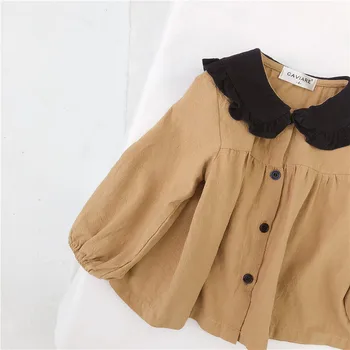 2020 Zimné Nové Deti Oblečenie Kórejská Dievča Kontrast Farieb Bavlnená Posteľná Bielizeň Bábiku Baby Deti Tričko Cardigan Deti Tričko Pre Dievčatá