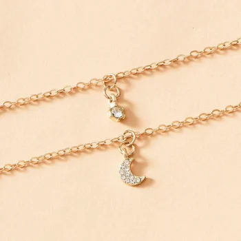 2021 Trend Elegantné Šperky Crystal Moon Star Náhrdelník Prívesok Zlatej Farby Unquie Ženy Módny Náhrdelník Veľkoobchod X024