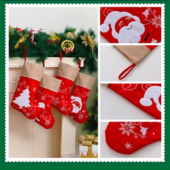 2021 Vianočné Pančuchy Santa Elk Medveď Ponožky s Snehuliak Tlač Vianočné Cukrovinky, Darček Taška Krb Vianočný Strom Dekorácie Nový Rok