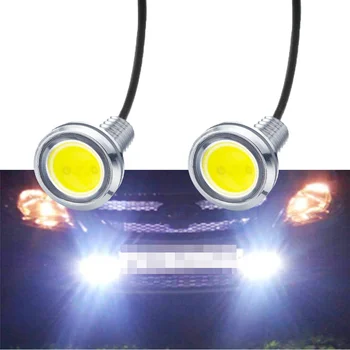 2ks Nové 18 MM Auto Eagle Eye Strieborná Shell DRL Led Svetlá pre Denné svietenie LED 12V Zálohy Cúvanie Parkovanie Signál Automobily Lampa