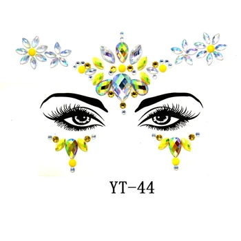 3D Crystal Tvár Nálepky Hudobný Festival Trendy Akryl Lesklý Vŕtať Nálepky Maškaráda Tvár Dekorácie Dočasné Tetovanie Nálepky