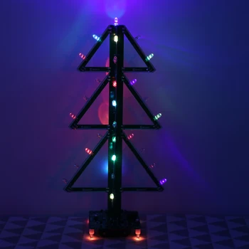 3D Vianočné Stromčeky DIY Kit RGB LED Hudba Okruhu Farebné Svetlo LED Blikajúce Modul Elektronické Zábavné Suite Spájkovanie Školenia