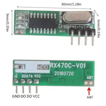 433Mhz RF Vysielač a Prijímač Modul s anténou pre Arduino DIY kit 433Mhz Diaľkové ovládanie Superheterodyne RF 2