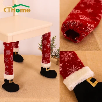 4pcs Vianočný Stôl Nohy Kryt Červenou Tkaninou Ponožky, Pletené Stolička, Nohy Kryt Vianočné Dekorácie Reštaurácia, Bar Stolice Nohu Protector