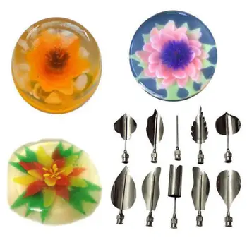 5 ks/Set 3D Jelly Flower Art Nástroje 1pcs Striekačku 3D Želatína Umenie Nástroje Jello Gubbins Puding Tryska Striekačku Nastaviť ruskej Trysky