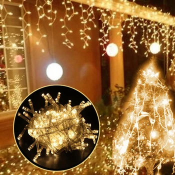 5m Vianočné Girlandy Dekorácie Pre Domov Led Záves String Svetlo Flash Víla Garland Šťastný Nový Rok 2021 Noel Navidad 2020