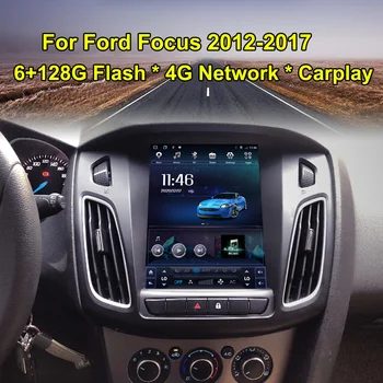 6+128 GB Rom Auto Rádio Multimediálny Prehrávač Videa Pre Ford Focus 3 Mk 3 2011 - 2019 GPS Navigácie Tesla Štýl Auto Stereo Hlava Jednotky
