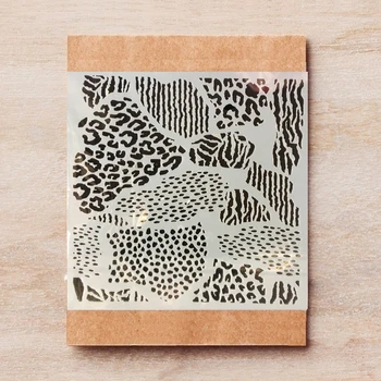 6*6inch Leopard Textúra DIY Vrstvenie Blany Nástenné Maľby Zápisník Sfarbenie Razba Album Dekoratívne Šablóny