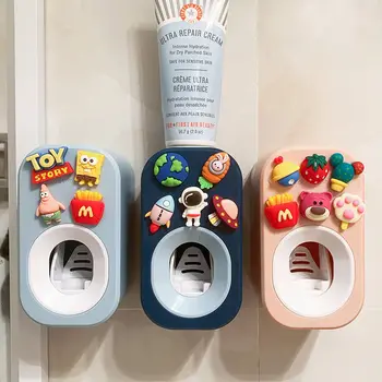 Automatické detská zubná pasta Dávkovač Squeezer Deti Domácnosti Cartoon Kefka Držiteľ Kúpeľňových Doplnkov