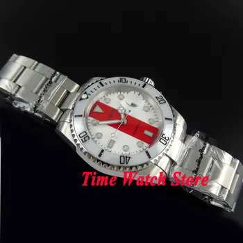 Bliger 40 mm biela červená dial svetelný saphire Sklokeramická Rámu Automatického pohybu pánske hodinky BL117