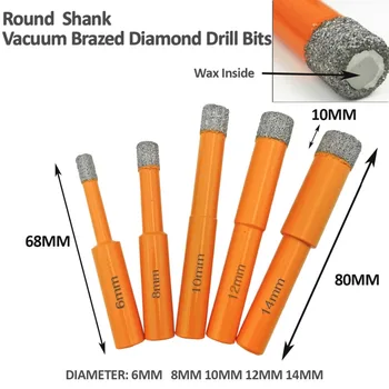 DIATOOL 2 ks 6 mm Dia Vákuové Brazed Diamond Core Bitov S Kolo Drieku Suché Vŕtanie Bitov Profesionálne Kvality Otvor Videl vrtáka