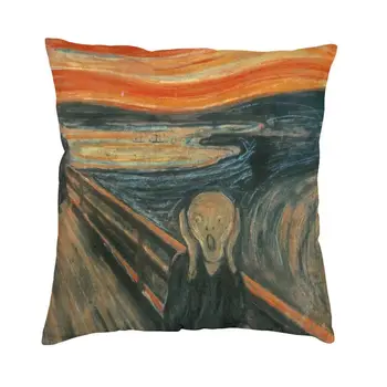Edvard Munch Scream Gauč Vankúš Polyester Nórsky Maľby Umelca Hodiť Vankúš Štvorcový Vankúš Domova