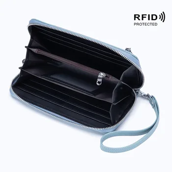 Fengdong anti rfid peňaženky dlho, telefón, peňaženku ženské veľké kožené kabelky spojka wristlet peniaze taška držiteľa karty darčeky pre ženy