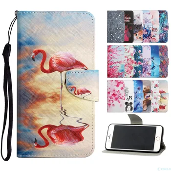 Flip Peňaženky, Kožené puzdro Pre iPhone 13 11 12 Pro Max mini X XS XR Max Telefón Knižné Motýľ Kvet Mačka Flamingo Maľované