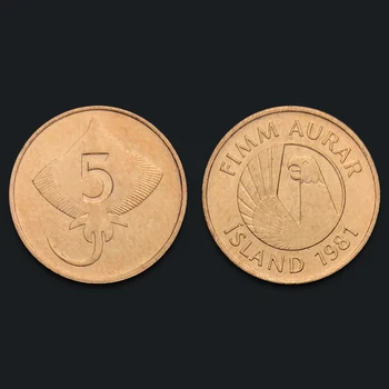 Island 5 Ola Mince, Orol a Ryby Medené Mince, 1981 Reálne Pravý Originál Mince Comemorative Mince Zbierku Vzácnych Unc