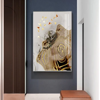Japonský Strom Jeleň Wall Art Obraz Abstrakt Zlatý Prsteň Plátno Umenie Moderné Tableaux Cuadro pre Obývacia Izba Luxusné Plagát n Tlač