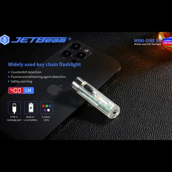 JETBEAM MINI ONE SC USB Nabíjateľné 400 Lumen Fluorescencie Bieliaci Prostriedok Detekcie Odolné Plastové Keychain Baterka