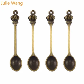 Julie Wang 10PCS Lyžice Charms Antickej Bronzovej Zliatiny Zinku Koruny Prívesky, Náušnice Náhrdelník Zistenia DIY Šperky, Takže Príslušenstvo