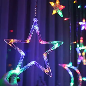 LED Vianočné Osvetlenie USB/ Batérie, Diaľkové Ovládanie, Mesiac, Hviezdy Opony Svetlá Girlandy Víla String Svetlo pre Xmas Party Domova