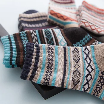 LNRRABC Zimné Hrubé Teplé Prúžok Vlnené Ponožky Bežné Calcetines Hombre Ponožka Obchodné Muž Ponožky
