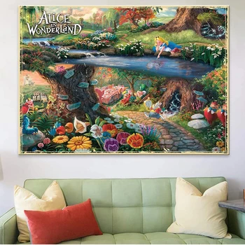 Maliarske plátno Disney Alice In Wonderland Peter Pan Výtlačkov a Plagáty na Stenu Umenie Obrázky pre Deti Izba Domáce Dekorácie Cuadros