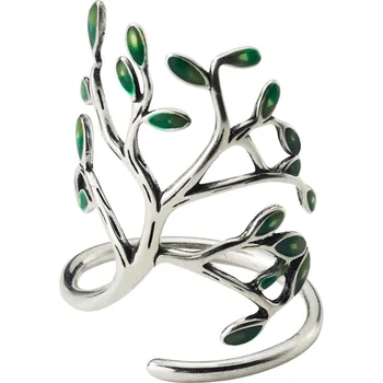 MEYRROYU Mincový Striebro 2021 Zelený Strom Tvar Krúžok Módny Dizajn Žena ukazovák Šperky Príslušenstvo Kreatívny Darček Strany