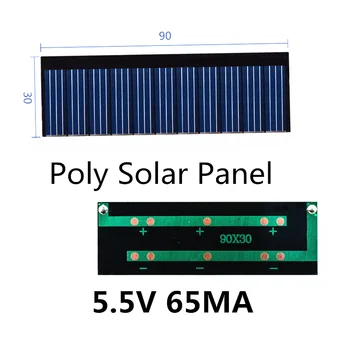 Mini Poly Solárny Panel 5.5 V 65MA pre Baterku špeciálne solárne panely 90*30 MM