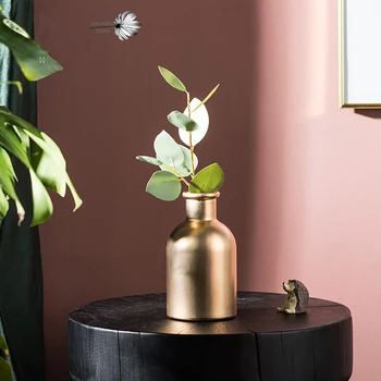 Moderný Minimalistický Domov Obývacej Izby Vstup Zlaté Sklenené Vázy Svetlo Luxusné Vietor Ploche Kvet Kontajner Dekorácie, Ozdoby