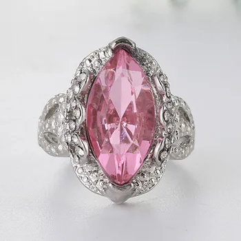 Móda Láska Ružový Kryštál Krúžok Šperky Klasické Lady Strieborná Farba Duté-vyrezávané Dizajn Zásnubné Prstene pre Ženy Strany Darček