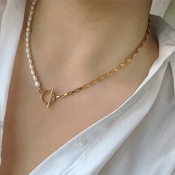Nerezové reťaze pearl šitie náhrdelník ručné kreatívny dizajn dámy, vysoko kvalitné módne šperky strany darček veľkoobchod