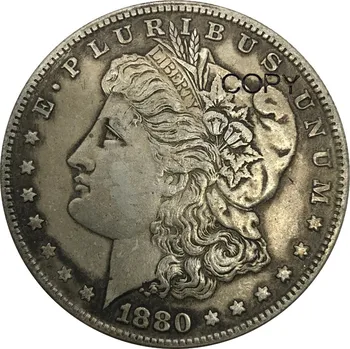 Neviazanej Štátov Amerických 1 Jeden Dolár 1880 s Morgan Dolár Cupronickel Strieborné Pozlátené Kópie Mincí