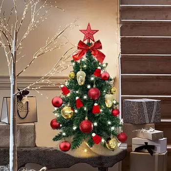 Nádherné Vianočné Strom s LED Svetlá 2FT Stolový Mini Malé Vianočné Stromčeky Office Home Reštaurácia s Výzdobou[USA-Stock]