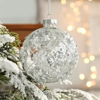 Ozdoby na vianočné stromčeky transparentné sklo snowflake Vianočné závesné gule biela starý muž snehuliak päť-špicaté hviezdy prívesok