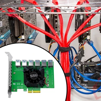 PCI Express X4 20 gb 1 až 6 Stúpačky Karty PCI-E PCI-E Adaptéra PCIE Slot 4X až 16X rozhranie USB 3.0, Stúpačky Extender Pre Bitcoin Banské Banské