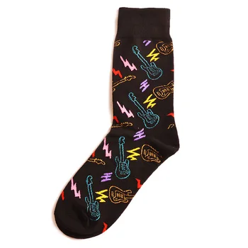 PEONFLY Bežné Bavlnené Dlhé Ponožky Mužov Nové Farebné Geometrie Gitara Osobnosti Pery Vzor Zábavné Ponožky Ulice, Hip Hop Ponožky Muž