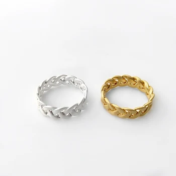 Peri'sBox Multi Veľkosti Matné Zlato Strieborná Farba Reťazca Prstene pre Ženy Pletená Pšenica Mosadz Prst Prsteň Minimalistický Šperky Veľkoobchod