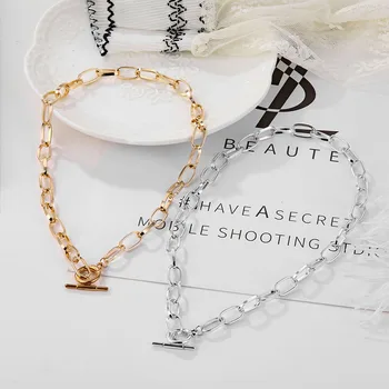 Peri'sBox Poľa Reťazca Prepnúť Spona Zlaté Náhrdelníky Zmiešané Prepojené Kruhu Náhrdelníky pre Ženy Minimalistický Choker Náhrdelník Šperky Hot